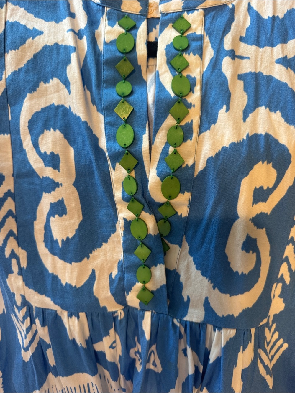 Blue Ikat Print Tiered Women's Dress - Picture 3 of 4
